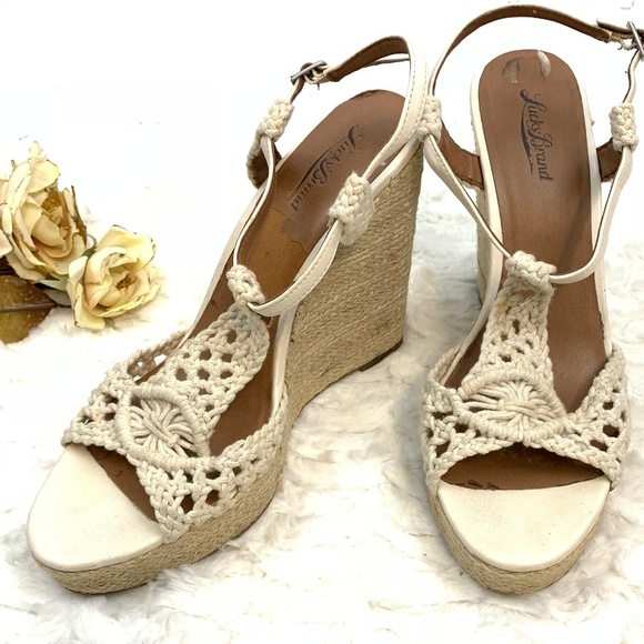Lucky Brand Shoes - Lucky Brand Cream Reylin Crochet Wedge